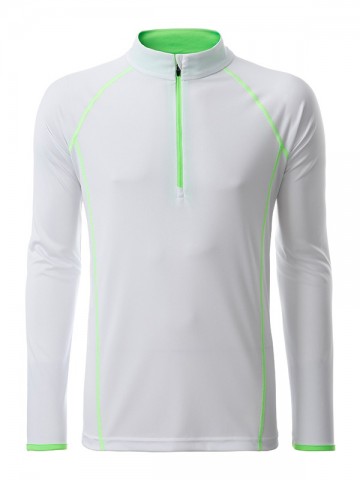 JN Men's Sport shirt met LM JN498 wit felgroen