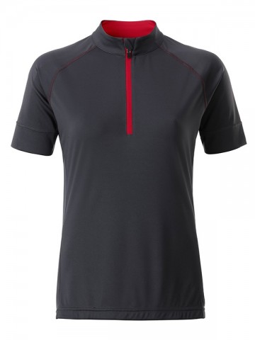 JN513 Ladies Bike T Half Zip titaan tomaatrood