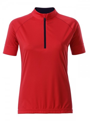 JN513 Ladies Bike T Half Zip tomaatrood zwart