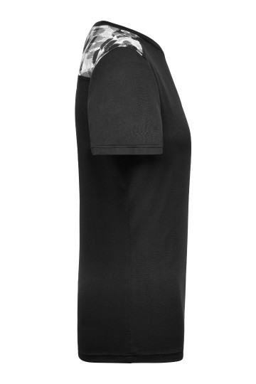 JN523 Ladies Sport T-Shirt zwart zwartbedrukt zij