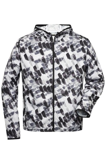 JN534 Men's Sport jack zwart zwartbedrukt