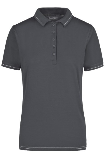 JN Ladies Elastic Polo met streep JN568 grafiet wit