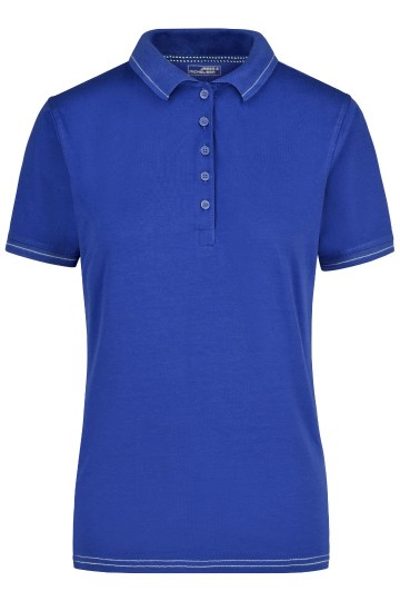 JN Ladies Elastic Polo met streep JN568 koningsblauw wit