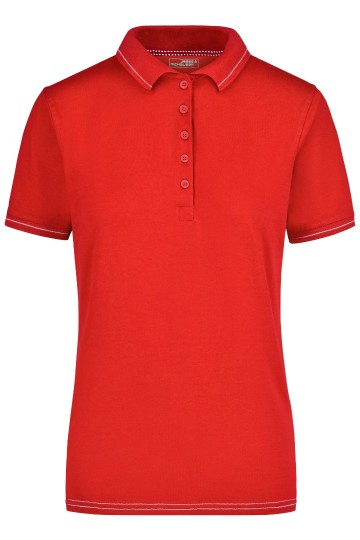 JN Ladies Elastic Polo met streep JN568 rood wit