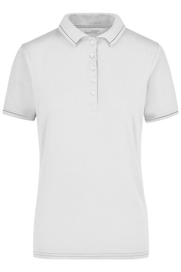 JN Ladies Elastic Polo met streep JN568 wit zwart