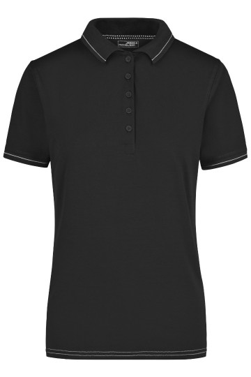 JN Ladies Elastic Polo met streep JN568 zwart wit