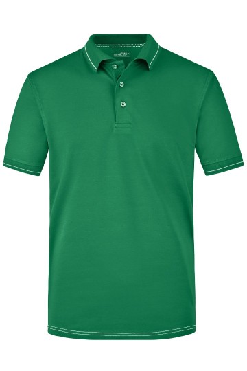 JN Men's Elastich polo met streep JN569 iersgroen wit