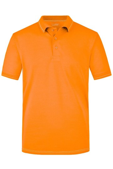 JN Men's Elastich polo met streep JN569 oranje wit