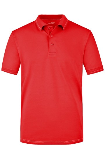 JN Men's Elastich polo met streep JN569 rood wit