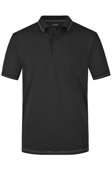 JN Men's Elastich polo met streep JN569 zwart wit