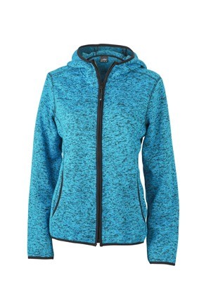 JN Ladies Knitted Fleece Hoody JN588 blauwmelange zwart