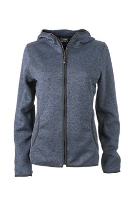 JN Ladies Knitted Fleece Hoody JN588 denimmelange zwart