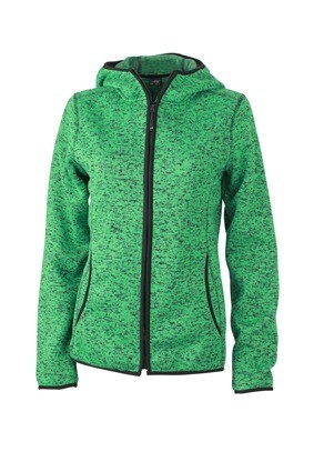 JN Ladies Knitted Fleece Hoody JN588 groenmelange zwart