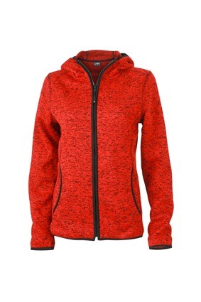 JN Ladies Knitted Fleece Hoody JN588 roodmelange zwart