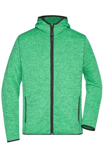 JN589 Men's Knitted Fleece Hoody groen melange / zwart