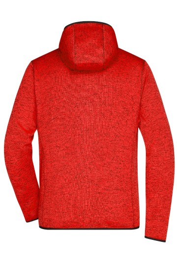 JN589 Men's Knitted Fleece Hoody rood melange / zwart achter