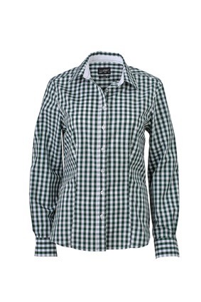 JN616 Ladies Shirt Checked bosgroen wit
