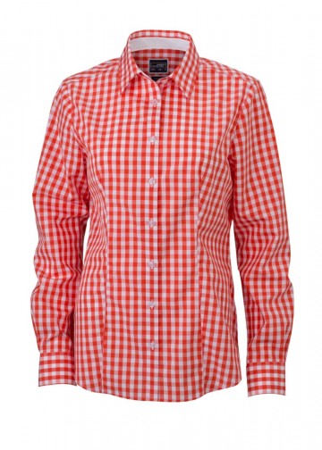 JN616 Ladies Shirt Checked donkeroranje wit