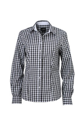 JN616 Ladies Shirt Checked grafiet wit
