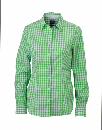 JN616 Ladies Shirt Checked groen wit