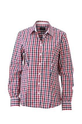 JN616 Ladies Shirt Checked marineblauw rood marineblauw wit