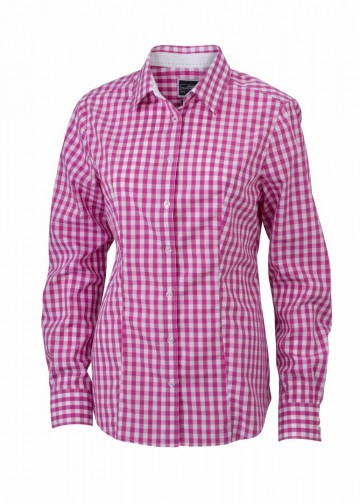 JN616 Ladies Shirt Checked paars wit