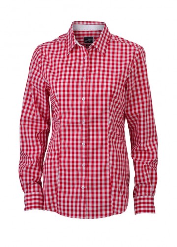 JN616 Ladies Shirt Checked rood wit
