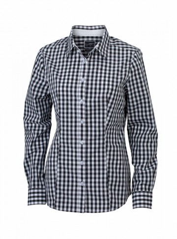 JN616 Ladies Shirt Checked zwart wit