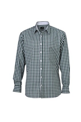 JN617 Men's Shirt Checked bosgroen wit