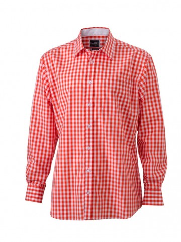 JN617 Men's Shirt Checked donkeroranje wit