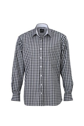 JN617 Men's Shirt Checked grafiet wit