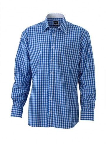 JN617 Men's Shirt Checked koningsblauw wit