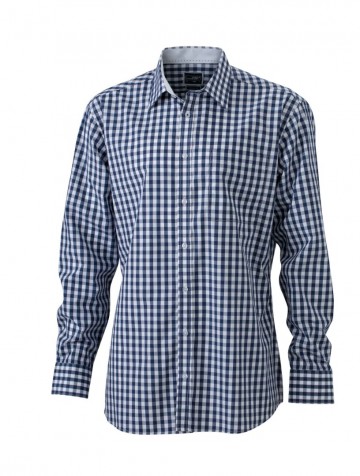 JN617 Men's Shirt Checked marineblauw wit