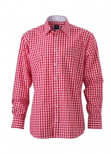 JN617 Men's Shirt Checked rood wit
