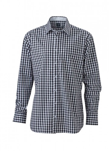 JN617 Men's Shirt Checked zwart wit