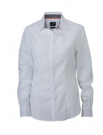 JN618 Ladies Shirt Plain wit zwart wit
