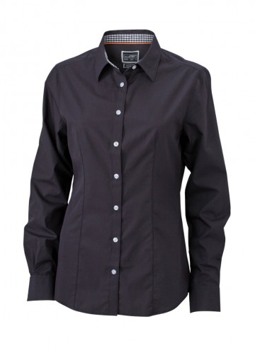 JN618 Ladies Shirt Plain zwart zwart wit