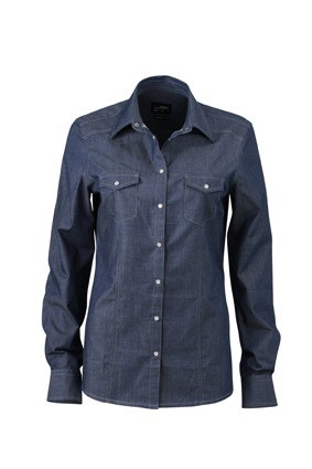 JN628 Ladies Denim Shirt donkerdenim