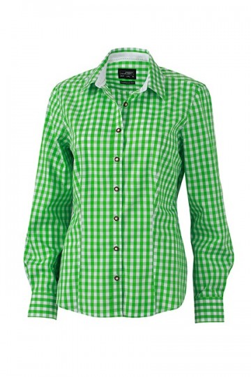 JN637 Ladies Traditional Shirt groen wit