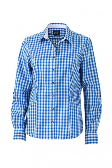 JN637 Ladies Traditional Shirt koningsblauw wit