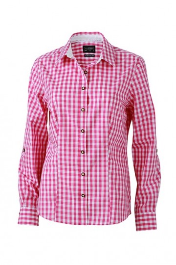 JN637 Ladies Traditional Shirt paars wit