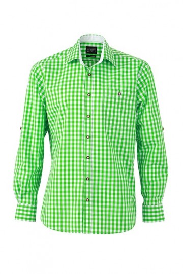 JN638 Men's Traditional Shirt groen wit