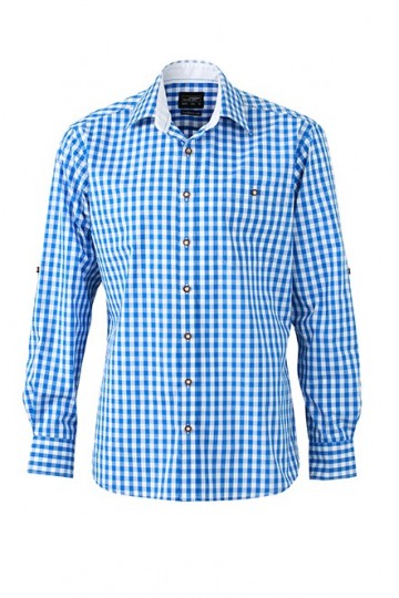 JN638 Men's Traditional Shirt koningsblauw wit