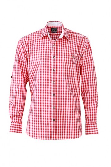 JN638 Men's Traditional Shirt rood wit