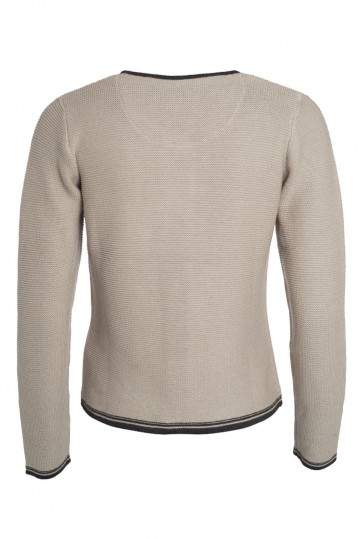 JN639 JN Ladies Traditional Knitted Jacket beige antracietmelange rood rug