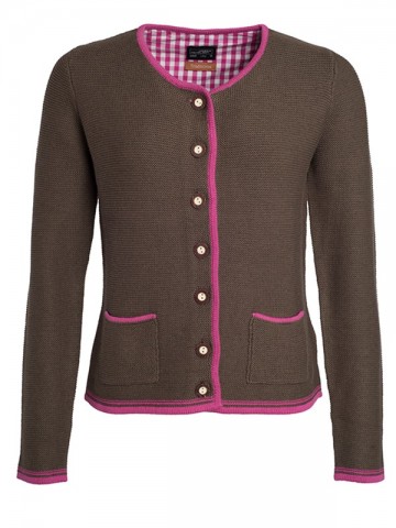 JN639 JN Ladies Traditional Knitted Jacket bruinmelange paars paars