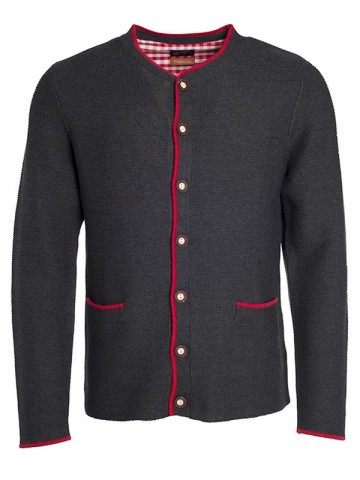 JN640 Men's Traditional gebreide jacket antracietmelange rood rood