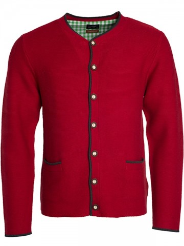 JN640 Men's Traditional gebreide jacket rood antracietmelange groen