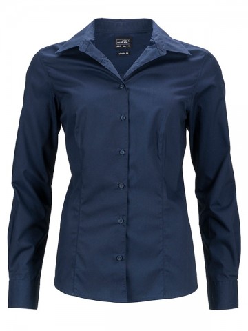 JN641 Ladies Business Shirt LS marineblauw