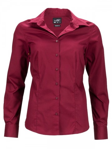 JN641 Ladies Business Shirt LS wijnrood